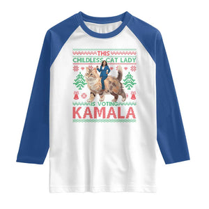 Christmas Childless Cat Lady For Kamala Raglan Shirt Funny Santa Cat Voting Harris 2024 TS09 White Royal Print Your Wear