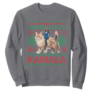 Christmas Childless Cat Lady For Kamala Sweatshirt Funny Santa Cat Voting Harris 2024 TS09 Charcoal Print Your Wear