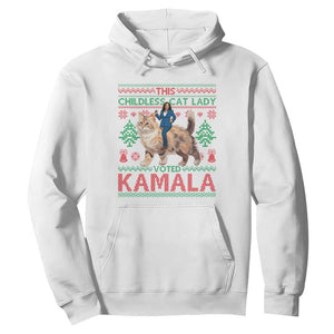 Christmas Childless Cat Lady For Kamala Hoodie Funny Santa Cat Voted Harris 2024 TS09 White Print Your Wear