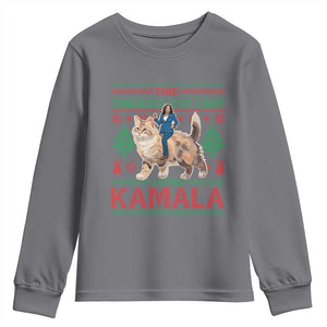 Christmas Childless Cat Lady For Kamala Youth Sweatshirt Funny Santa Cat Voted Harris 2024 TS09 Charcoal Print Your Wear