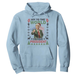 Funny Christmas Trump Hoodie Joy To The World I'm Your President 2024 TS09 Light Blue Print Your Wear