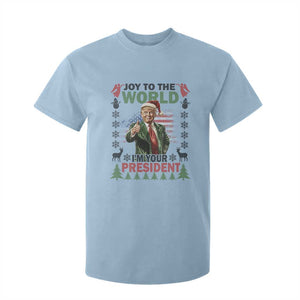 Funny Christmas Trump T Shirt For Kid Joy To The World I'm Your President 2024 TS09 Light Blue Print Your Wear