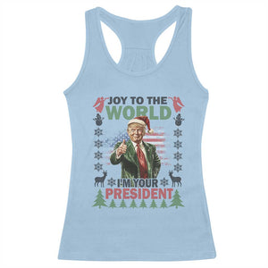 Funny Christmas Trump Racerback Tank Top Joy To The World I'm Your President 2024 TS09 Light Blue Print Your Wear