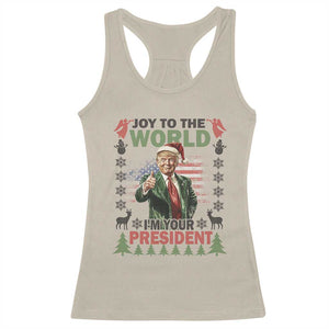 Funny Christmas Trump Racerback Tank Top Joy To The World I'm Your President 2024 TS09 Sand Print Your Wear