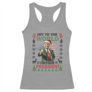 Funny Christmas Trump Racerback Tank Top Joy To The World I'm Your President 2024 TS09 Sport Gray Print Your Wear