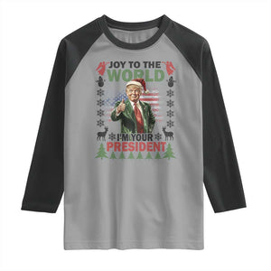 Funny Christmas Trump Raglan Shirt Joy To The World I'm Your President 2024 TS09 Sport Gray Black Print Your Wear