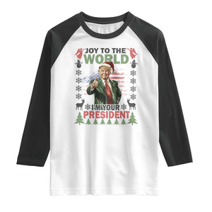 Funny Christmas Trump Raglan Shirt Joy To The World I'm Your President 2024 TS09 White Black Print Your Wear