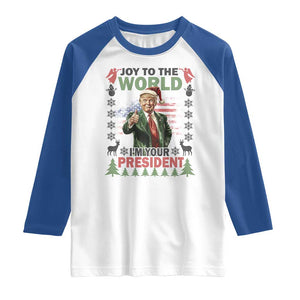 Funny Christmas Trump Raglan Shirt Joy To The World I'm Your President 2024 TS09 White Royal Print Your Wear