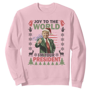 Funny Christmas Trump Sweatshirt Joy To The World I'm Your President 2024 TS09 Light Pink Print Your Wear