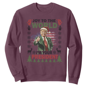 Funny Christmas Trump Sweatshirt Joy To The World I'm Your President 2024 TS09 Maroon Print Your Wear