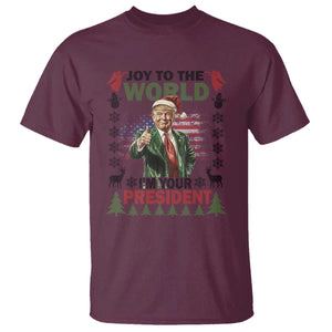 Funny Christmas Trump T Shirt Joy To The World I'm Your President 2024 TS09 Maroon Print Your Wear