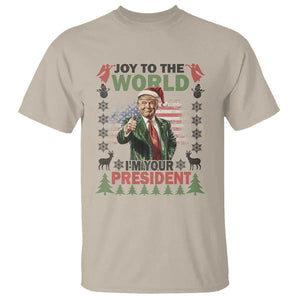 Funny Christmas Trump T Shirt Joy To The World I'm Your President 2024 TS09 Sand Print Your Wear