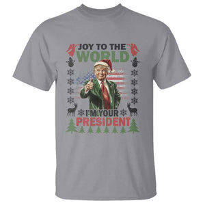 Funny Christmas Trump T Shirt Joy To The World I'm Your President 2024 TS09 Sport Gray Print Your Wear