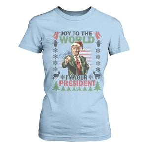 Funny Christmas Trump T Shirt For Women Joy To The World I'm Your President 2024 TS09 Light Blue Print Your Wear