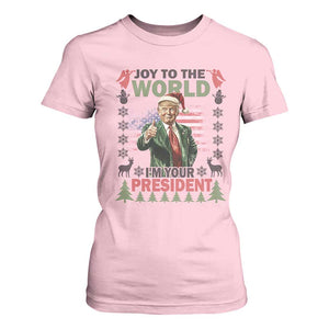 Funny Christmas Trump T Shirt For Women Joy To The World I'm Your President 2024 TS09 Light Pink Print Your Wear