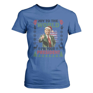 Funny Christmas Trump T Shirt For Women Joy To The World I'm Your President 2024 TS09 Royal Blue Print Your Wear