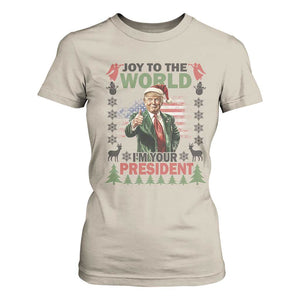 Funny Christmas Trump T Shirt For Women Joy To The World I'm Your President 2024 TS09 Sand Print Your Wear