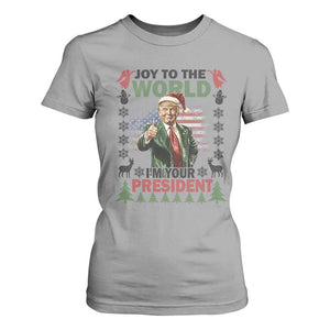 Funny Christmas Trump T Shirt For Women Joy To The World I'm Your President 2024 TS09 Sport Gray Print Your Wear