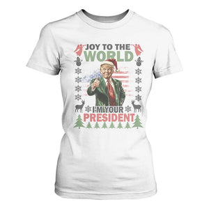 Funny Christmas Trump T Shirt For Women Joy To The World I'm Your President 2024 TS09 White Print Your Wear