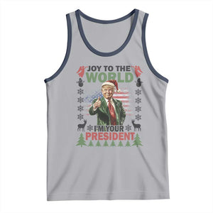 Funny Christmas Trump Tank Top Joy To The World I'm Your President 2024 TS09 Athletic Heather Navy Print Your Wear