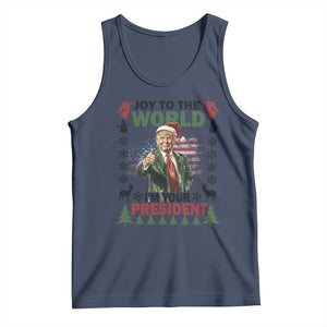 Funny Christmas Trump Tank Top Joy To The World I'm Your President 2024 TS09 Navy Print Your Wear