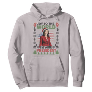 Funny Christmas Harris Hoodie Joy To The World I'm Your President Kamala 2024 TS09 Ice Gray Print Your Wear