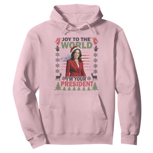 Funny Christmas Harris Hoodie Joy To The World I'm Your President Kamala 2024 TS09 Light Pink Print Your Wear