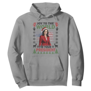 Funny Christmas Harris Hoodie Joy To The World I'm Your President Kamala 2024 TS09 Sport Gray Print Your Wear