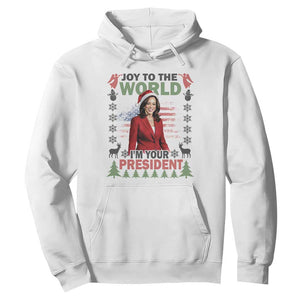 Funny Christmas Harris Hoodie Joy To The World I'm Your President Kamala 2024 TS09 White Print Your Wear