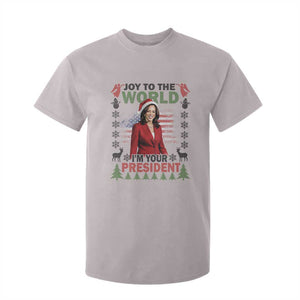 Funny Christmas Harris T Shirt For Kid Joy To The World I'm Your President Kamala 2024 TS09 Ice Gray Print Your Wear