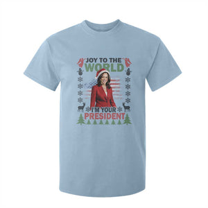 Funny Christmas Harris T Shirt For Kid Joy To The World I'm Your President Kamala 2024 TS09 Light Blue Print Your Wear