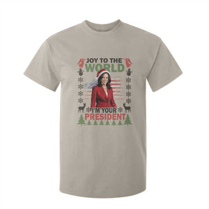 Funny Christmas Harris T Shirt For Kid Joy To The World I'm Your President Kamala 2024 TS09 Sand Print Your Wear