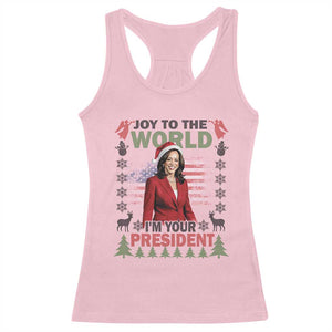 Funny Christmas Harris Racerback Tank Top Joy To The World I'm Your President Kamala 2024 TS09 Light Pink Print Your Wear