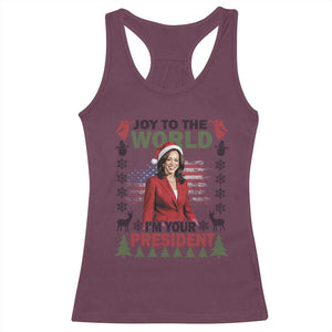 Funny Christmas Harris Racerback Tank Top Joy To The World I'm Your President Kamala 2024 TS09 Maroon Print Your Wear