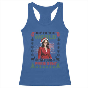 Funny Christmas Harris Racerback Tank Top Joy To The World I'm Your President Kamala 2024 TS09 Royal Blue Print Your Wear