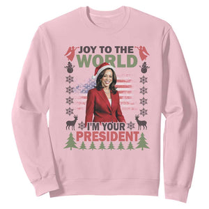 Funny Christmas Harris Sweatshirt Joy To The World I'm Your President Kamala 2024 TS09 Light Pink Print Your Wear