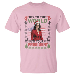 Funny Christmas Harris T Shirt Joy To The World I'm Your President Kamala 2024 TS09 Light Pink Print Your Wear