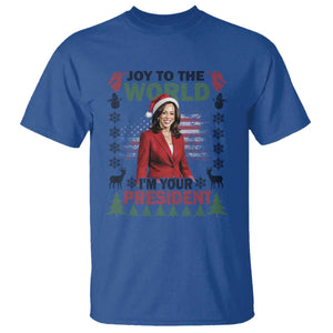 Funny Christmas Harris T Shirt Joy To The World I'm Your President Kamala 2024 TS09 Royal Blue Print Your Wear