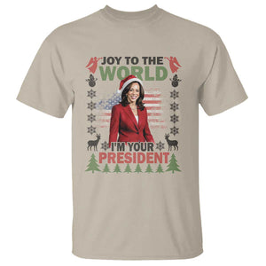 Funny Christmas Harris T Shirt Joy To The World I'm Your President Kamala 2024 TS09 Sand Print Your Wear