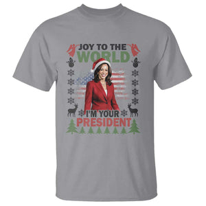 Funny Christmas Harris T Shirt Joy To The World I'm Your President Kamala 2024 TS09 Sport Gray Print Your Wear