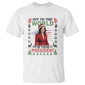 Funny Christmas Harris T Shirt Joy To The World I'm Your President Kamala 2024 TS09 White Print Your Wear