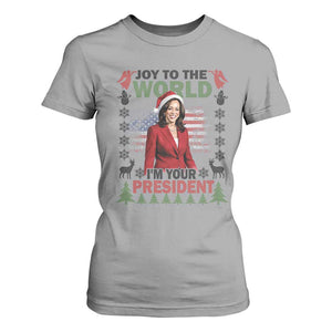 Funny Christmas Harris T Shirt For Women Joy To The World I'm Your President Kamala 2024 TS09 Sport Gray Print Your Wear