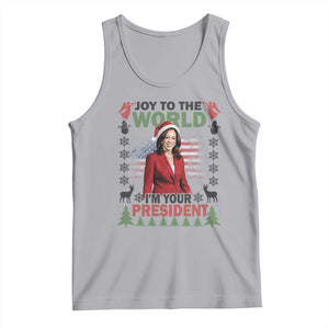 Funny Christmas Harris Tank Top Joy To The World I'm Your President Kamala 2024 TS09 Athletic Heather Print Your Wear