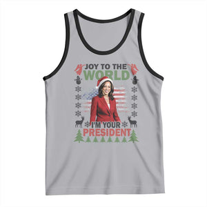 Funny Christmas Harris Tank Top Joy To The World I'm Your President Kamala 2024 TS09 Athletic Heather Black Print Your Wear