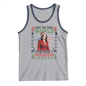 Funny Christmas Harris Tank Top Joy To The World I'm Your President Kamala 2024 TS09 Athletic Heather Navy Print Your Wear