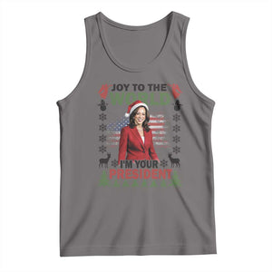 Funny Christmas Harris Tank Top Joy To The World I'm Your President Kamala 2024 TS09 Deep Heather Print Your Wear