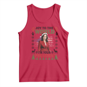 Funny Christmas Harris Tank Top Joy To The World I'm Your President Kamala 2024 TS09 Red Print Your Wear