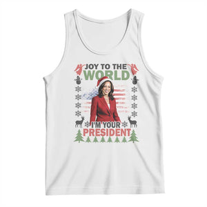 Funny Christmas Harris Tank Top Joy To The World I'm Your President Kamala 2024 TS09 White Print Your Wear