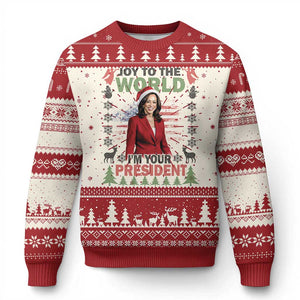 Funny Xmas Harris Ugly Christmas Sweater Joy To The World I'm Your President Kamala 2024 TS09 Red Print Your Wear