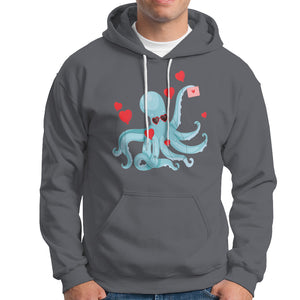 Valentine's Day Hoodie Octopus With Heart Balloons Cute Love Letter TS09 Charcoal Printyourwear